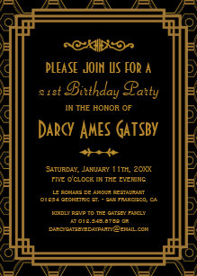black art deco invitations