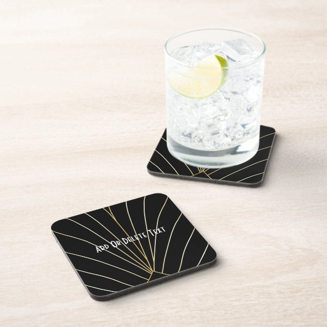 Black Art Deco Design Beverage Coaster (Right Side)