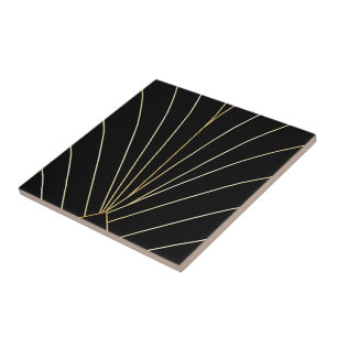 Black Art Deco Design Ceramic Tile