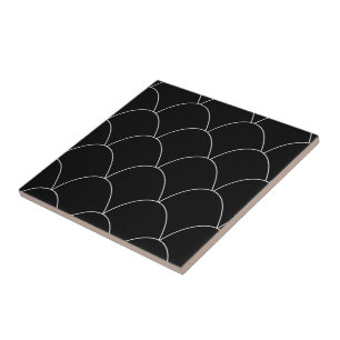 Black Art Deco Design Ceramic Tile