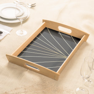 Black Art Deco Design Serving Tray
