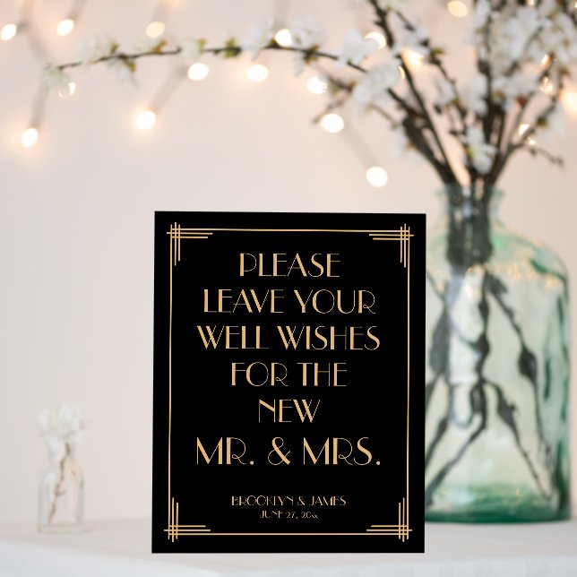 Black Art Deco Gatsby Guestbook 8x10 Foam Board (In Situ (Wedding))