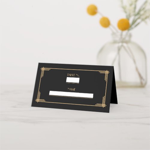 Black Art Deco Great Gatsby Number Place Place Card