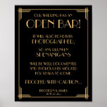 Black Art Deco Great Gatsby Open Bar Sign 8x10 at Zazzle