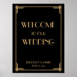 Black Art Deco Great Gatsby Wedding Reception Sign at Zazzle