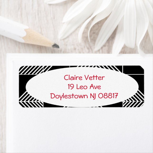 Black Art Deco Lines  Label (Insitu)