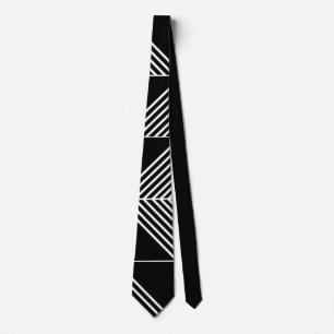 Black Art Deco Lines Neck Tie