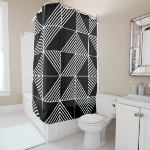 Black Art Deco Lines Shower Curtain