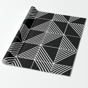 Black Art Deco Lines Wrapping Paper