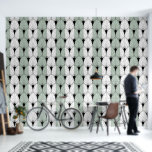 Black Art Deco Pattern on sage green white stripes Wallpaper<br><div class="desc">Pastel sage green and white stripes in a seamless pattern with black art deco pattern overlay.
You can change sage green and white stripe colors.</div>