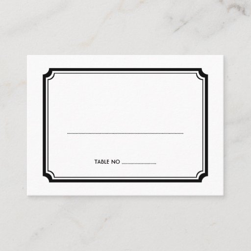 Customizable Black art deco retro wedding guest seating cards business card templates