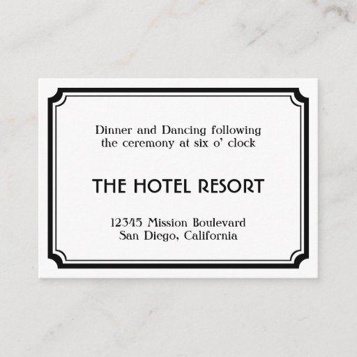 Customizable Black art deco retro wedding reception enclosure business card templates