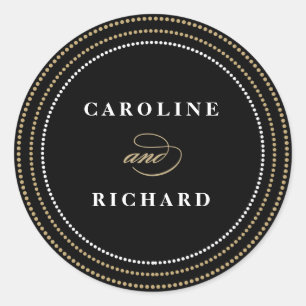 Black Art Deco String Lights Wedding Favor Sticker