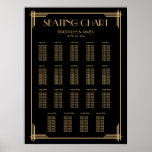 Black Art Deco Wedding Seating Chart 19 Tables at Zazzle