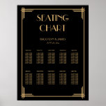 Black Art Deco Wedding Seating Chart Poster 18x24 at Zazzle