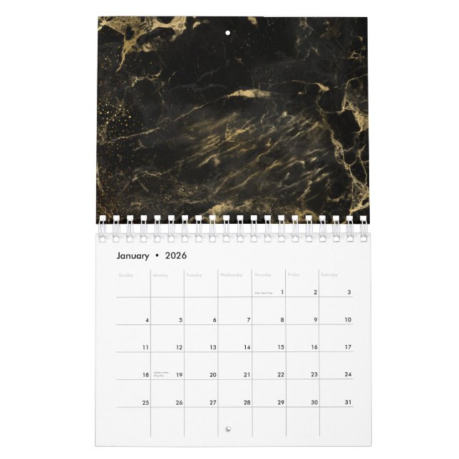 Black Art Design Worn Grunge Esthetics Gothic Calendar (Jan 2026)