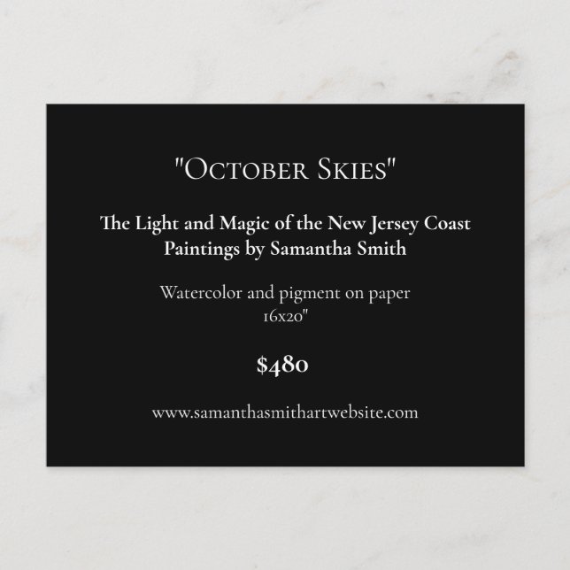 Black Art Exhibition Display Cards Art Labels (Front)