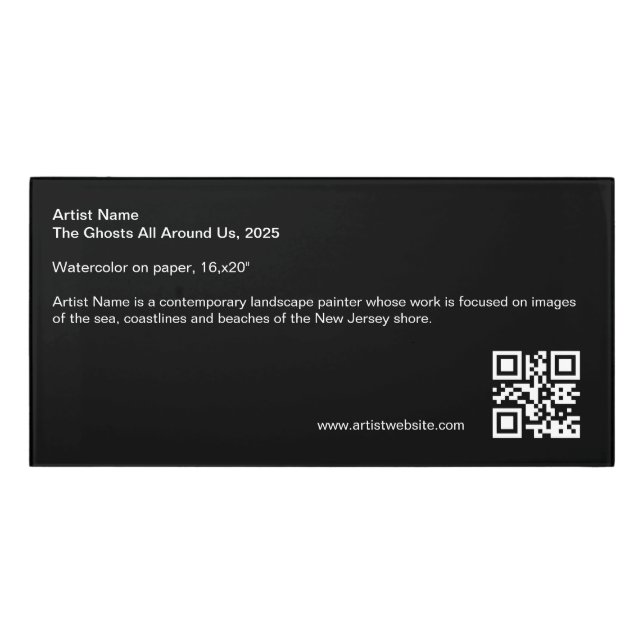 Black Artist Sign Gallery Placard QR Code (Classic Front)