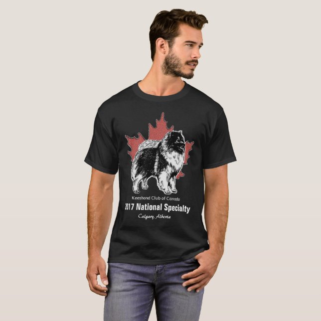 Black Artistic Canadian Keeshond Tee (Front Full)