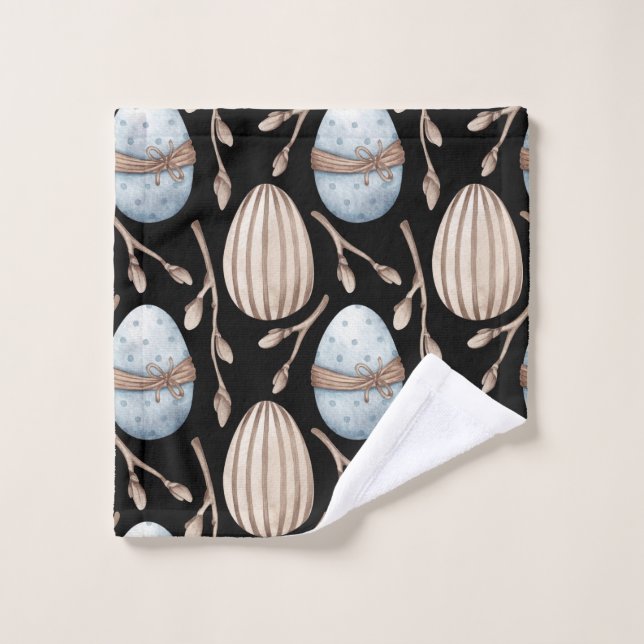 Black Artistic Easter Egg Pattern Gift, Easter Wash Cloth (Wash Cloth)