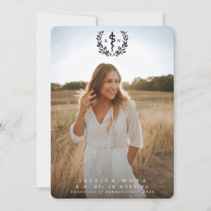 Black Asclepius RN Registered Nurse Graduation Announcement