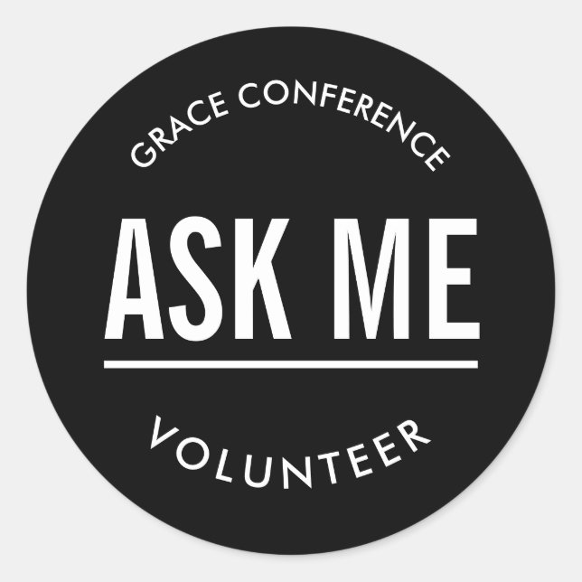 Black ask me volunteer sticker (Front)