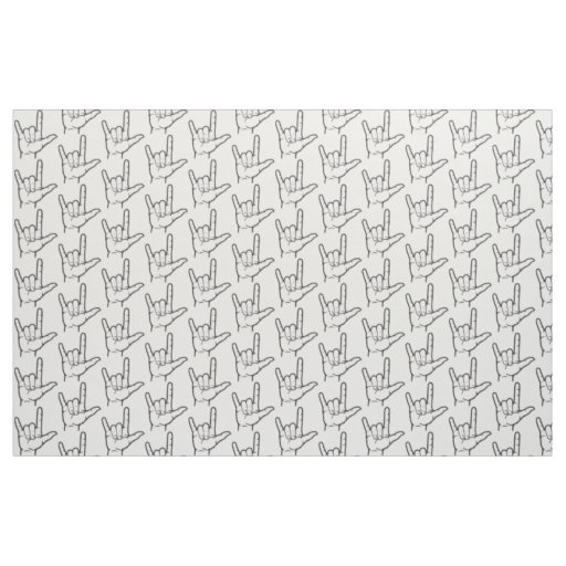 Black ASL I Love You Patterned Fabric
