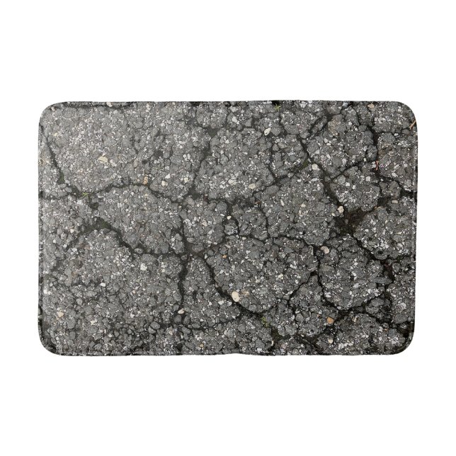 Black Asphalt Street Paving Cement Bath Mat (Front)