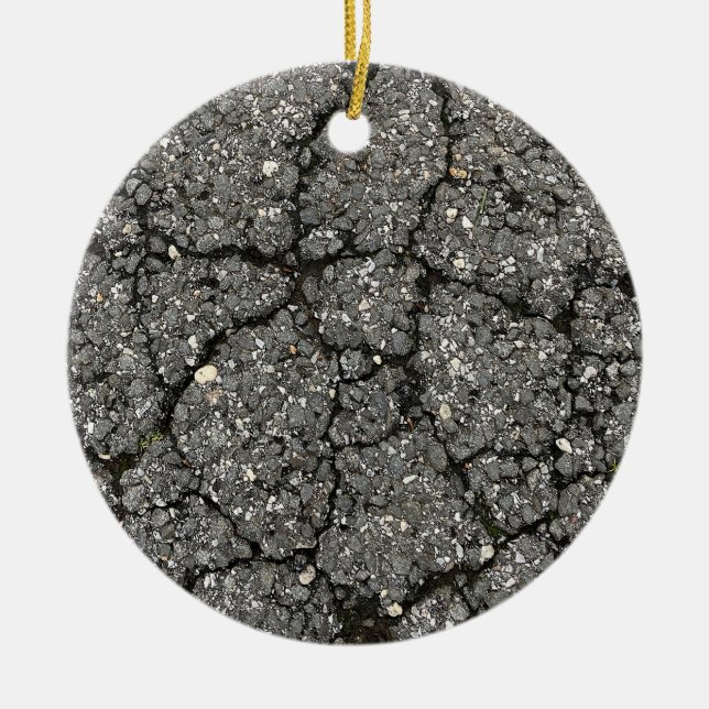 Black Asphalt Street Paving Cement Ceramic Ornament (Front)