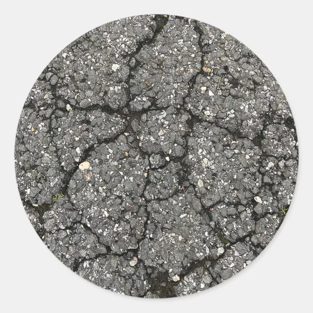 Asphalt Sign Sticker Black Asphalt Street Paving Cement Classic Round Sticker | Zazzle