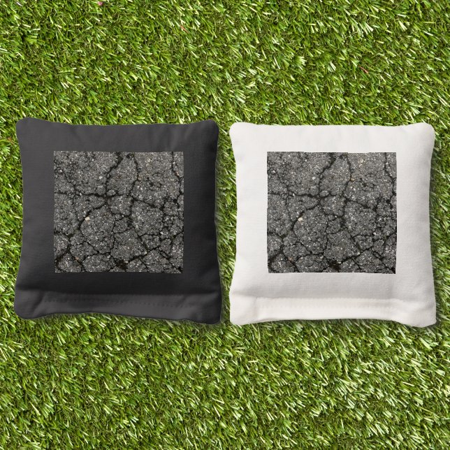 Black Asphalt Street Paving Cement Cornhole Bags (Grass)