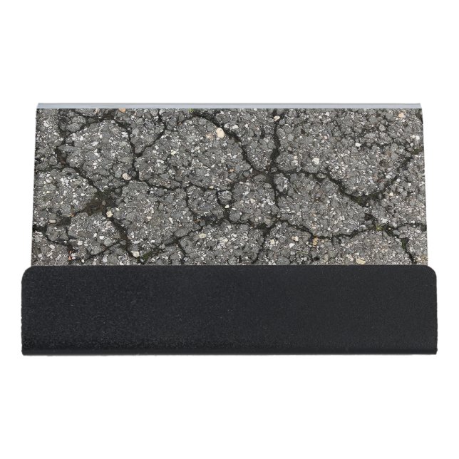 Black Asphalt Street Paving Cement Desk Business Card Holder (Front)