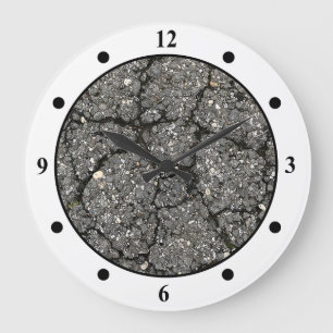 Black Asphalt Street Paving Cement Large Clock