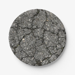 Black Asphalt Street Paving Cement Paper Plates