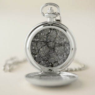 Black Asphalt Street Paving Cement Pocket Watch