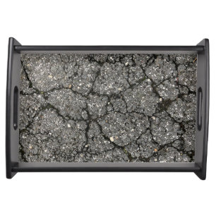 Black Asphalt Street Paving Cement Serving Tray