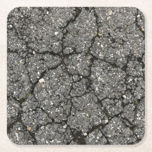 Black Asphalt Street Paving Cement Square Paper Coaster