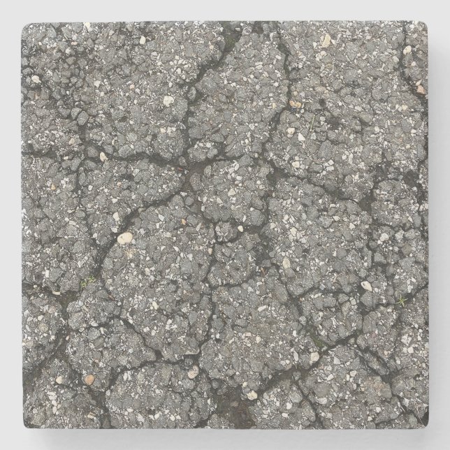 Black Asphalt Street Paving Cement Stone Coaster (Front)