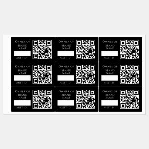 Black Asset QR   Custom Company Property Tracking Labels