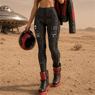 Black Astronaut Suit Space Exploration SciFi Leggings