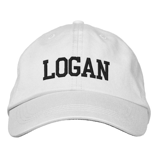 Black Athletic Block Monogram Custom Name Embroidered Baseball Cap (Front)