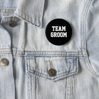 Black Athletic Letters Team Groom Button