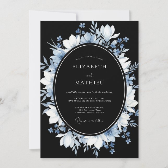 Black Atmospheric Winter Wedding Invitation (Front)