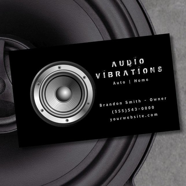 Black Audio Stereo Installation Business Card (Creator Uploaded)