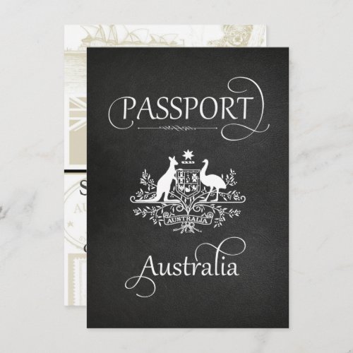 Black Australia Passport Save the Date Card