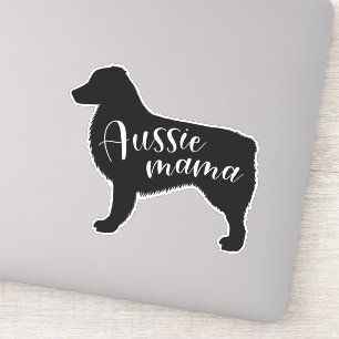 Black Australian Shepherd Silhouette "Aussie Mama" Sticker