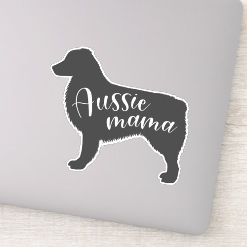 Black Australian Shepherd Silhouette Aussie Mama Sticker