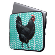 Black Australorp Chicken On A Chevron Background