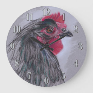 Black Australorp Hen Large Clock