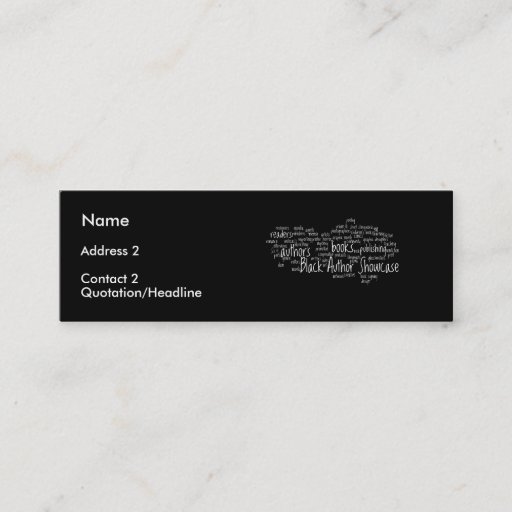 Customizable Black Author Showcase Member Bookmark Card Business Card Templates